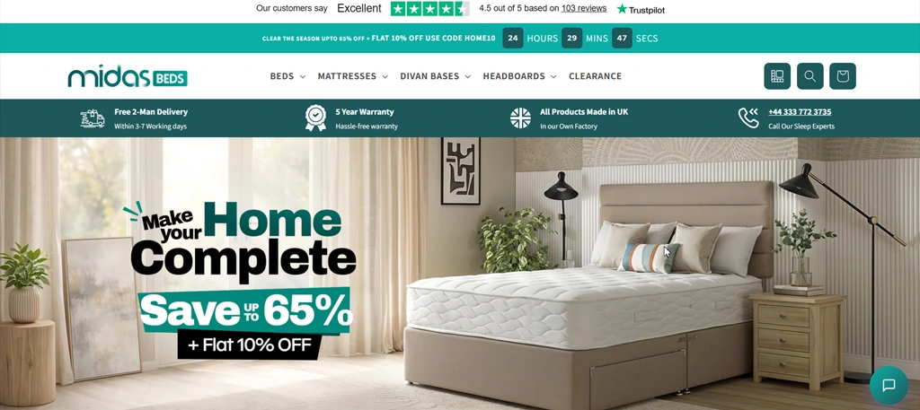 Home 23 Midas-beds-Shopify-store-Design-and-development-by-Asjad-Ali-web-app-developer