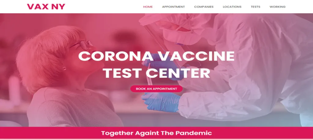 VAX NY Website Design and development by Asjad Ali web app developer